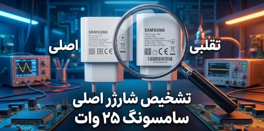 شخیص شارژر اصلی سامسونگ ۲۵ وات؛ خرید بدون ریسک